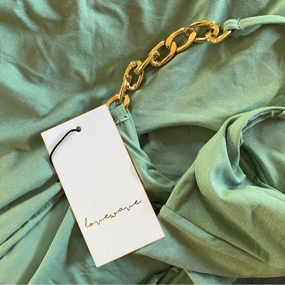 Lovewave Pua Swimsuit Chain Strap one piece bathing sage Revolve NWT $128 Sz M - Picture 8 of 11